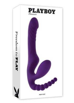Playboy Hug It Out Rechargeable Silicone Inflatable Triple Stimulation Vibrator with Remote - Purple