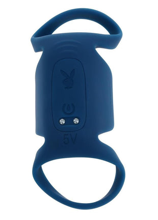 Playboy Jet Pack Rechargeable Silicone Double Ring Penis Vibrator - Blue