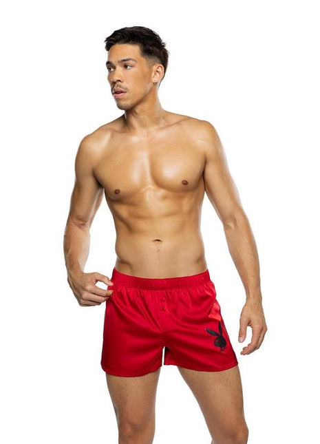 Playboy Men's Burnout Bunny Boxer Briefs - Black/Red - XXLarge