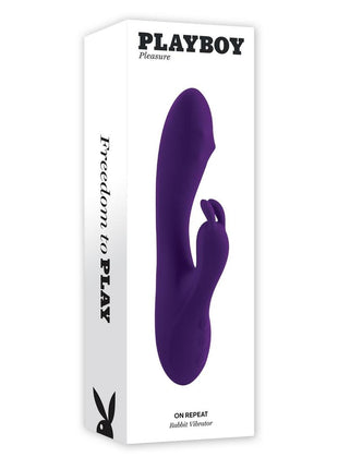 Playboy On Repeat Rechargeable Silicone Rabbit Vibrator - Purple