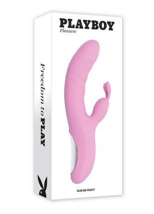 Playboy Rub Me Right Rechargeable Silicone Thrusting G-Spot Rabbit Vibrator - Pink