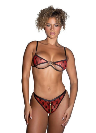 Playboy Shimmer Bunny Set 2pc Md - Red