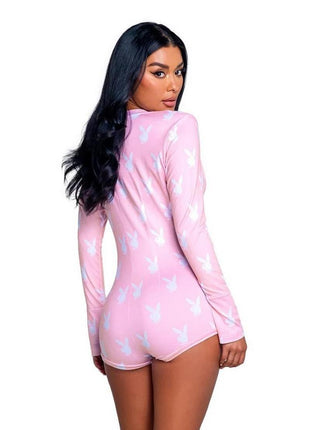 Playboy Slumber Bunny Romper - Pink/White - Large/XLarge