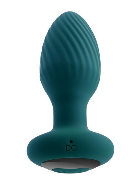 Playboy Spinning Tail Teaser Rechargeable Silicone Rotating Anal Plug with Remote Control - Green