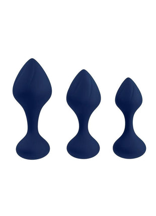 Playboy Tall Trainer Silicone Anal Kit - Blue/Navy - 3 Piece