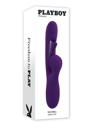 Playboy The Thrill Rechargeable Silicone Rabbit Vibrator - Purple