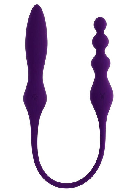 Playboy This and That Rechargeable Silicone Dual End Anal Plug and Vibrator - Purple
