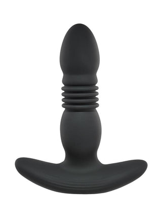 Playboy Trust The Thrust Rechargeable Silicone Thrusting Anal Plug with Remote Control - Black