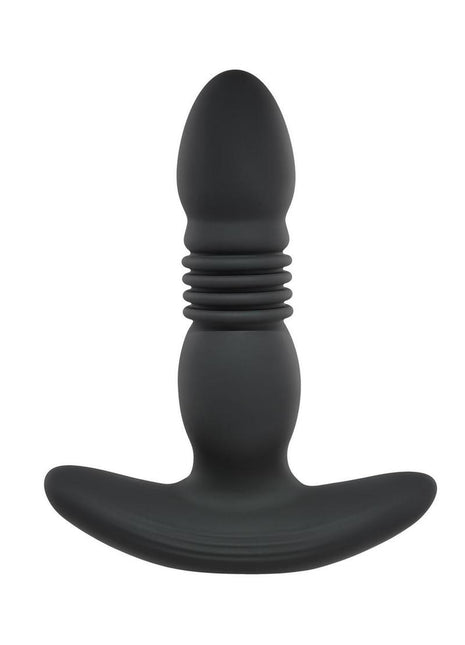 Playboy Trust The Thrust Rechargeable Silicone Thrusting Anal Plug with Remote Control - Black