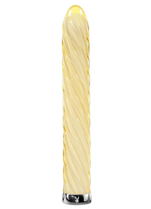 Playboy Twist Of Fate Rechargeable Glass Twirling Vibrator - Yellow