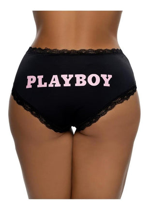 Playboy Ultra Soft Panty - Black/Pink - Large/XLarge
