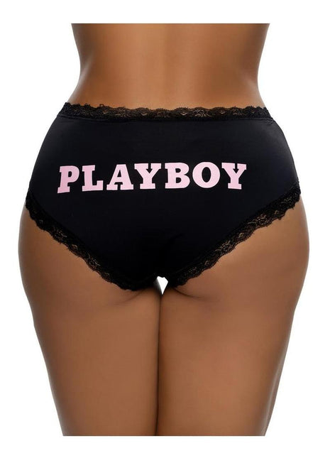 Playboy Ultra Soft Panty - Black/Pink - Large/XLarge