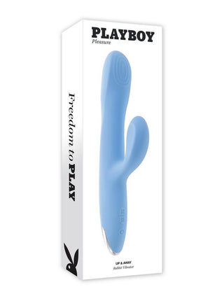 Playboy Up and Away Rechargeable Silicone Rabbit Vibrator - Blue