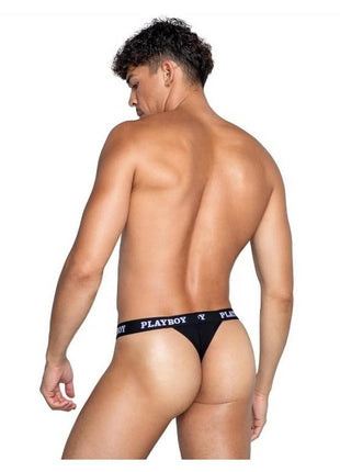 Playboys Mens Modal Gym Thong - Black/White - Large