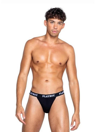 Playboys Mens Modal Gym Thong - Black/White - Small