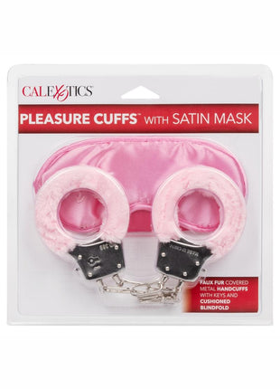 Pleasure Cuffs with Satin Mask - Pink