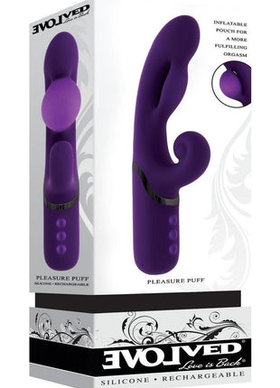 Pleasure Puff Rechargeable Silicone Expandable Rabbit Vibrator - Purple