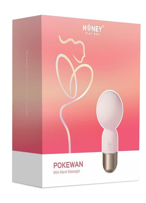 Pokewan Pocket Mini Vibrating Silicone Rechargeable Wand Massager - Pink/Rose Gold