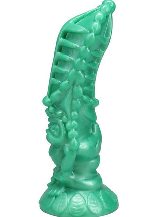 Polynesian Pleasure Idols Mala Ma'ona Earth Idol Rechargeable Silicone Vibrating Dildo with Remote Control - Green