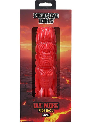 Polynesian Pleasure Idols Ula' Make Fire Idol Rechargeable Silicone Vibrating Dildo with Remote Control - Red