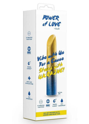 Power Of Love Ukraine Rechargeable Vibrator - Blue/Gold