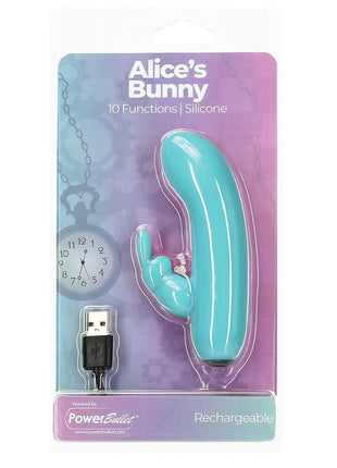 Powerbullet Alice's Bunny Silicone Rechargeable Rabbit Vibrator - Teal
