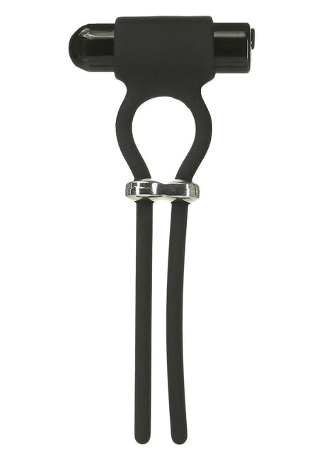 Powerbullet Bolo Bullet Silicone Rechargeable Penis Ring - Black/Silver