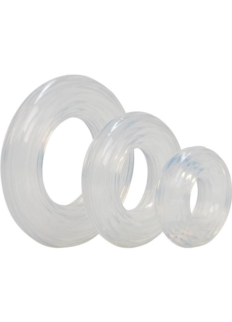 Premium Silicone Cock Ring - Clear - 3 Piece Set/Set