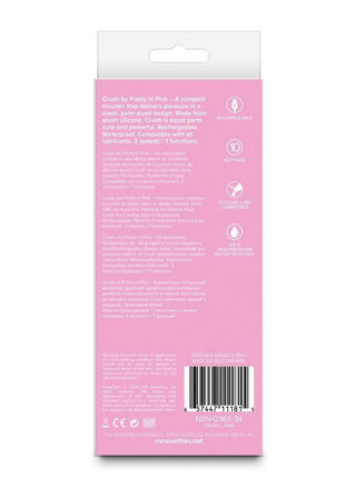 Pretty In Pink Crush Rechargeable Silicone Compact Thrusting Vibrator