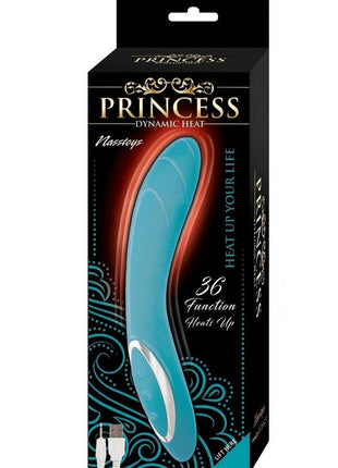 Princess Dynamic Heat Rechargeable Silicone Vibrator with Clitoral Stimulator - Blue