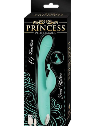 Princess Petite Pleasure Silicone Rechargeable Dual Stimulating Vibrator - Aqua/Green