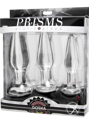 Prisms Dosha 3 Piece Glass Plug Kit - Clear