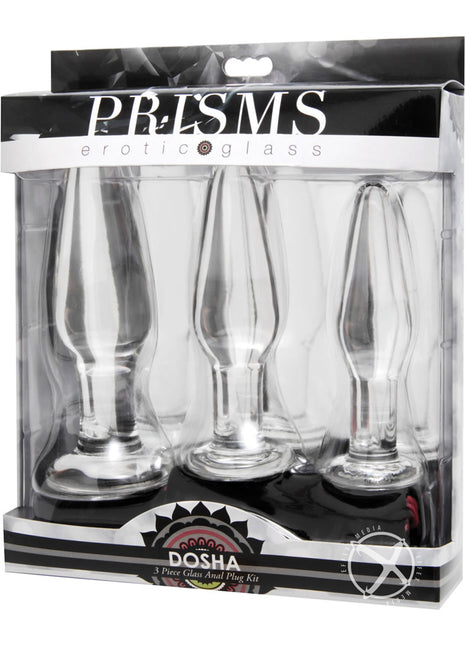 Prisms Dosha 3 Piece Glass Plug Kit - Clear