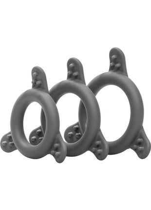 Pro Series Silicone Cock Ring - Black/Grey - 3 Piece Set/Set