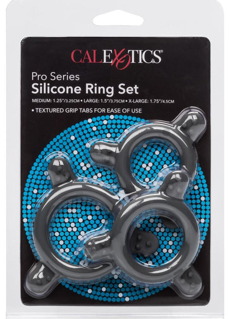 Pro Series Silicone Cock Ring - Black/Grey - 3 Piece Set/Set