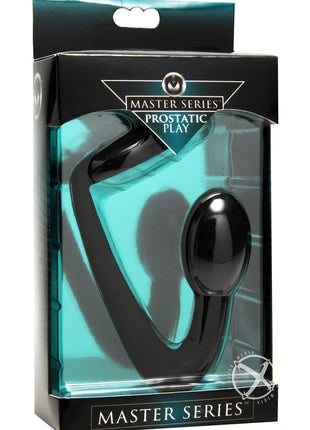 Prostatic Play Explorer Silicone Cock Ring and Prostate Plug - Black