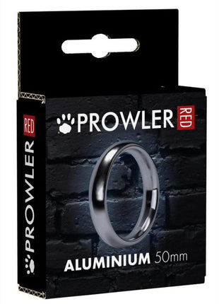Prowler Red Aluminum Cock Ring - Metal/Silver - 50mm