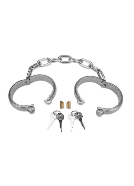 Prowler Red Heavy Duty Metal Handcuffs - Stainless - Silver/Steel
