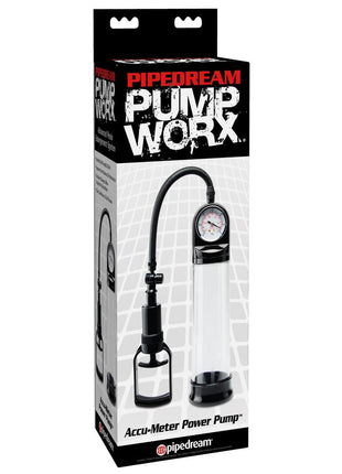 Pump Worx Accu-Meter Power Penis Pump - Black/Clear
