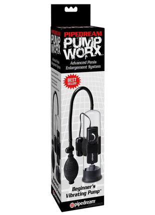 Pump Worx Beginner's Vibrating Pump Advanced Penis Enlargement System - Black/Clear