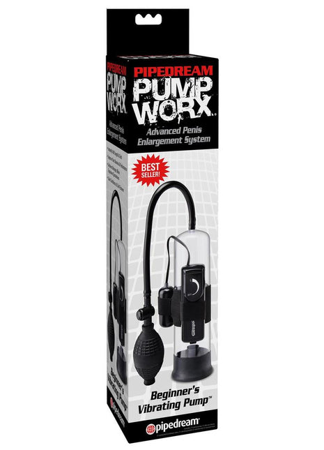 Pump Worx Beginner's Vibrating Pump Advanced Penis Enlargement System - Black/Clear