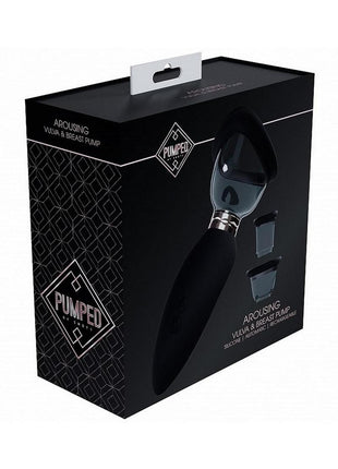 Pumped Arousing Automatic 5 Speed Silicone Rechargeable Vulva Clitoral Nipple and Breast Pump - Black