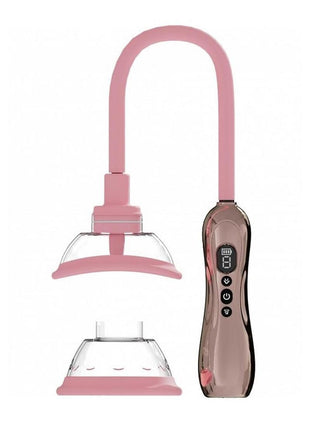 Pumped Automatic Rechargeable Vulva and Breast Pump with Rotating and Vibrating Tongue - Rose Gold