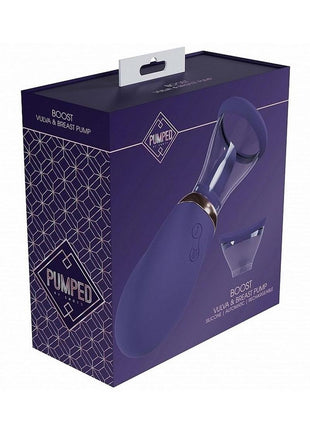 Pumped Boost Automatic 13 Speed Silicone Rechargeable Vulva and Breast Pump - Purple