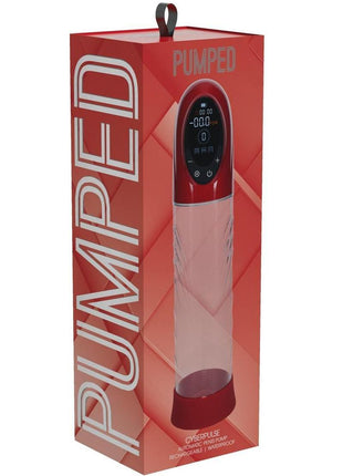 Pumped Cyberpulse 13 Function Automatic Rechargeable Penis Pump - Metallic - Red