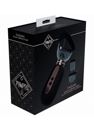 Pumped Dazzling Automatic 5 Speed Silicone Rechargeable Vulva Clitoral Nipple and Breast Pump - Black
