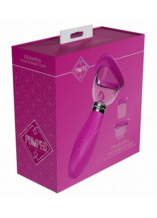 Pumped Delightful Automatic 5 Speed Silicone Rechargeable Vulva Clitoral Nipple and Breast Pump - Pink