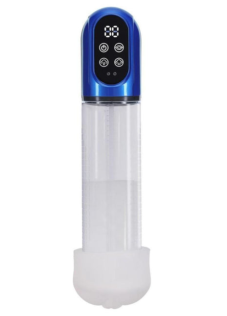 Pumped Engage 6 Function Automatic Rechargeable Penis Pump - Metallic - Blue