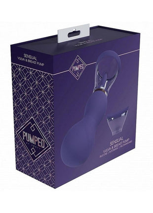 Pumped Sensual Automatic 13 Speed Silicone Rechargeable Vulva and Breast Pump - Purple