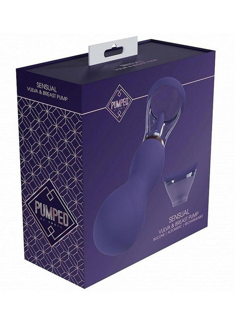 Pumped Sensual Automatic 13 Speed Silicone Rechargeable Vulva and Breast Pump - Purple